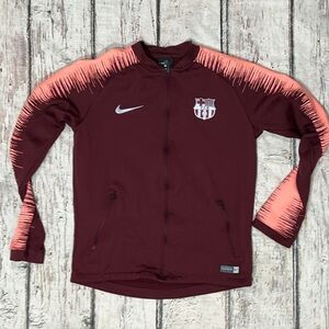 FCB Barcelona Nike Dri - Fit Futbol Soccer Zip Up Maroon Women's Jacket Coat
